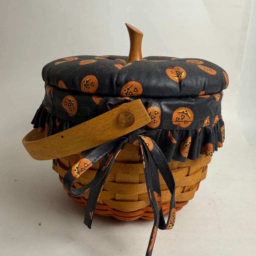 Longaberger 1996 Small Pumpkin Basket, Liner, Lid & Protector‎ Excellent